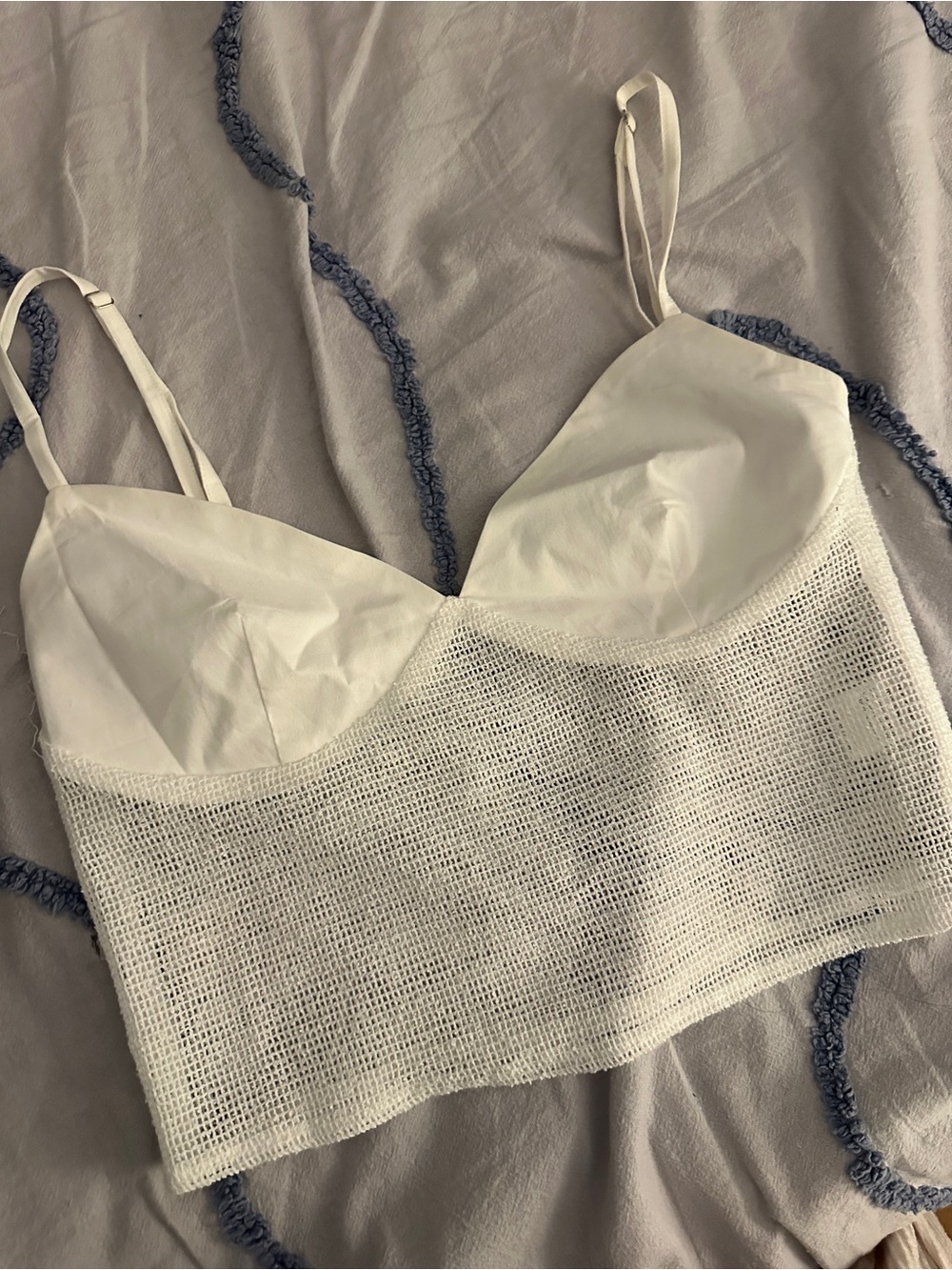 White Mesh Crop Bralette Top - Women Tops